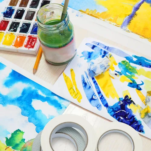 Vista 7 de ARTIFY - Cinta de artista para dibujar arte, 1 x 1 paquete de cinta adhesiva blanca para acuarela, pintura, dibujo, lienzo, enmarcar y todos