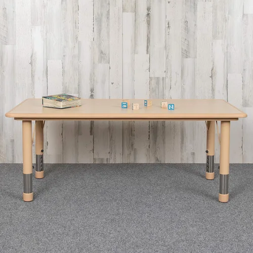 Vista 9 de EMMA + OLIVER Blue - Mesa de actividades de altura ajustable para niños de 47.25 x 23.5 pulgadas Altura ajustable, aprendizaje colaborativo, fácil