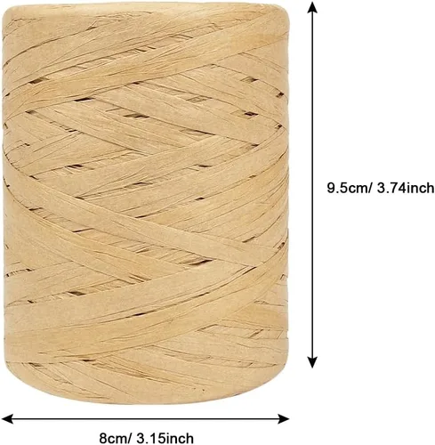 Vista 4 de Tenn Well Cinta de rafia para envoltura de regalos, 1/4 pulgadas por 218 yardas, rafia natural, cinta de papel para manualidades, envoltura