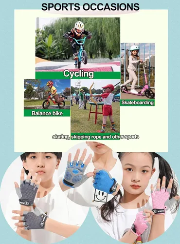 Vista 5 de Guantes de ciclismo antideslizantes para niños y niñas de 3 a 14 años, guantes transpirables para patinaje, scooter