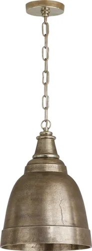 Vista 12 de Capital Lighting 330311XB Sedona - Colgante de cúpula de metal industrial de aluminio fundido en arena hecho a mano, 1 luz de 100 vatios, 12 Latón