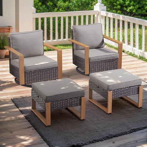 Vista 24 de Rilyson Sofá de mimbre para patio al aire libre, sofá de muebles de patio de ratán con marco resistente, mimbre de polietileno para todo