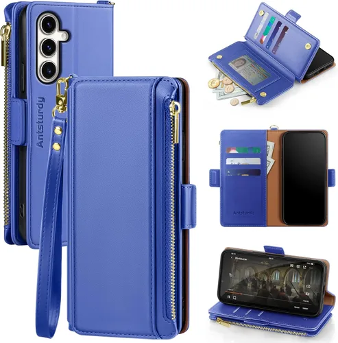 Vista 11 de Antsturdy Funda compatible con Samsung Galaxy S23 FE 5G con tarjetero para mujeres y hombres, funda de teléfono con bloqueo RFID, funda protectora