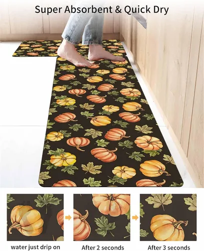 Vista 4 de Fall Autumn Pumpkin Bath Mat for Tub,Non Slip Bathroom Floor Runner Rug Quick Dry & Absorbent Diatomaceous Earth Shower Sink Kitchen