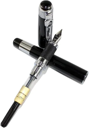 Vista 5 de Gullor Pluma estilográfica avanzada Jinhao 189 Noblest Negro 18kgp Punta Media