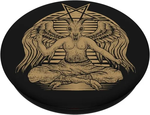 Vista 2 de Baphomet Satanist Goat Symbol PopSockets - Agarre y soporte para teléfonos y tabletas, Negro