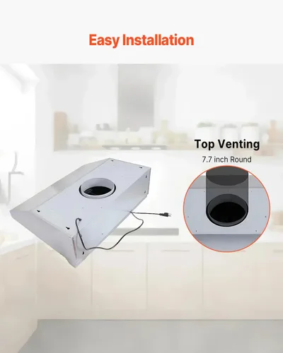 Vista 6 de VEVOR Campana extractora para debajo del gabinete, filtro permanente de acero inoxidable con motores duales, ventilación de estufa de cocina de 30