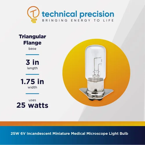 Vista 5 de Technical Precision Bombilla de repuesto para lámpara de microscopio en miniatura incandescente de 25 W, 6 V, para Carl Zeiss 125/16, P47D, base