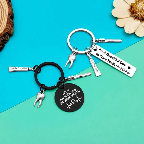 Vista 2 de Dental Hygienist Gifts Keychain Dentist Appreciation Gifts Jewelry Thank You Gifts for Dentist Assistant Dentist Student