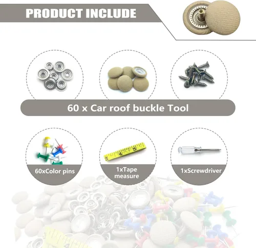 Vista 3 de 60 piezas de kit de reparación para el techo del coche, remaches de fijación para el techo del coche para la reparación de la tela del techo