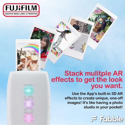 Vista 4 de Fujifilm Instax Mini Link 3 Impresora para smartphone - Paquete de color blanco arcilla con estuche protector, película instantánea pack doble