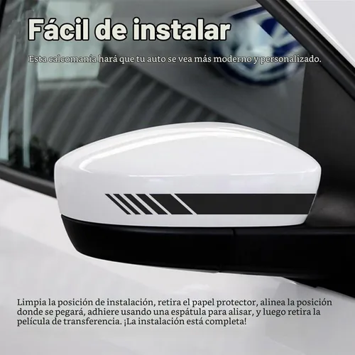 Vista 6 de Augeny 2 piezas de adhesivos para espejo retrovisor de coche, tiras de espejo retrovisor lateral de vinilo impermeables para auto, adhesivo