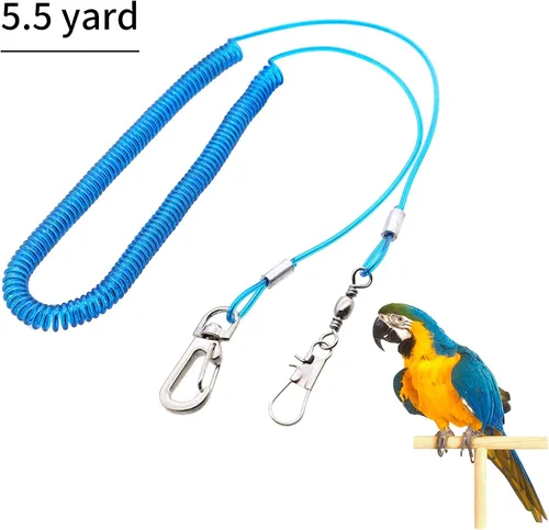 Vista 3 de Wishlotus Cuerda voladora de loro, 16.4 ft, cadena de pie de loro, correa de entrenamiento para exteriores, arnés de entrenamiento elástico