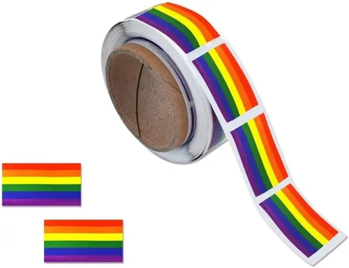 Vista 7 de Pegatinas de bandera bisexual para el mes del orgullo - Venta al por mayor Bi-Pride en un rollo (2 rollos - 500 calcomanías)