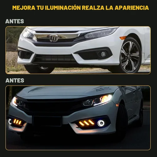 Vista 5 de x xotic tech - Cubierta de bisel de luces antiniebla LED para parachoques delantero compatible con Honda Civic 10th 2016-2018 2/4 puertas solamente