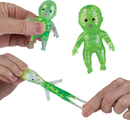 Vista 3 de ORB Curiosities Sugar Swaps Twinsies Babies - 1 verde y 1 rosa brillante azúcar bebé Squishy juguetes para estirar, apretar, coleccionar, comerciar
