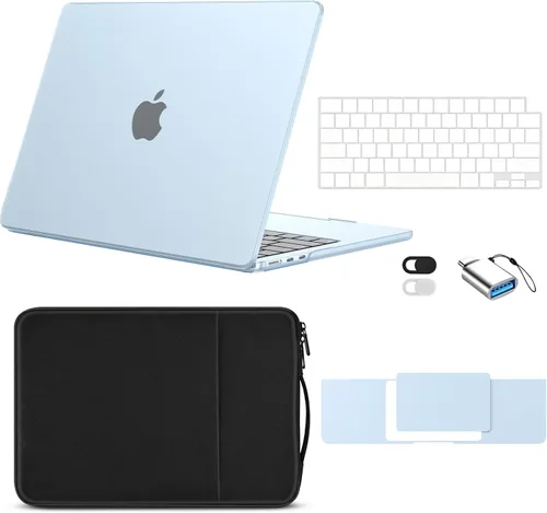 Vista 10 de EooCoo Funda mate para MacBook Air de 13 pulgadas M5/M4/M3/M2 2026-2022 Midnight Clear
