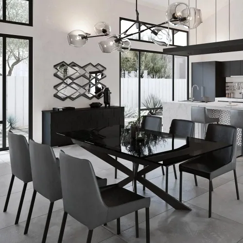 Vista 3 de ZURI Furniture - Espejo Caleido moderno de 51 pulgadas con ribete negro y gris europeo