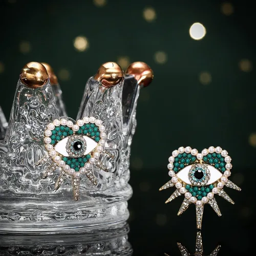 Vista 3 de Aretes contra el mal de ojo, aretes de corazón contra el mal de ojo para mujer, regalos de joyería