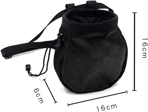 Vista 5 de Bolsa de tiza de escalada - Bolsa de tiza negra ajustable para equipos de escalada en roca
