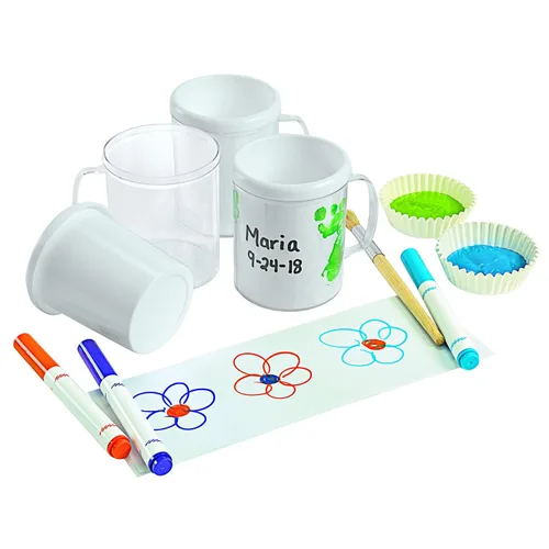 Vista 5 de Colorations Diseña tus propias tazas, gran proyecto de manualidades para niños, crea un recuerdo, 12 tazas, regalo ideal para el día de la madre