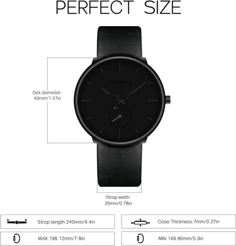 Vista 4 de Mens Watches Ultra-Thin Minimalist Waterproof-Fashion Wrist Watch for Men Unisex Dress with Leather Band