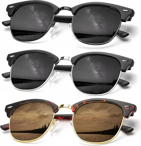 Vista 28 de KALIYADI - Gafas de sol polarizadas para hombres y mujeres unisex, marco semirretráctil, estilo retro, para conducir, con bloqueo UV