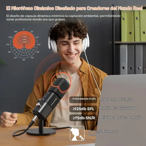 Vista 2 de NearStream Micrófono dinámico AM15X para PC con USB/XLR, cancelación