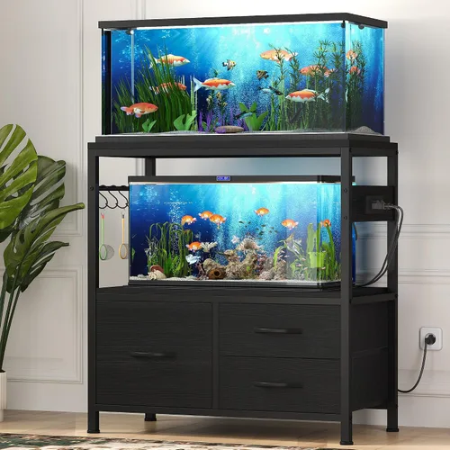 Vista 14 de Heybly Soporte para tanque de peces de 5-10 galones con cajón, toma de Negro