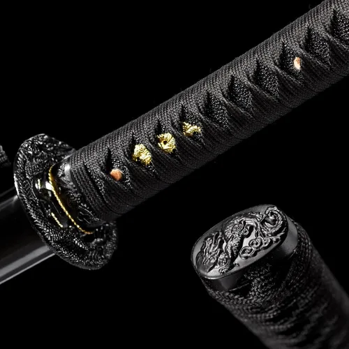 Vista 7 de Samurai Katana Espada hecha a mano de acero de alto carbono 1095 Japonesa Real Katana Espada de Espiga Completa Afilada