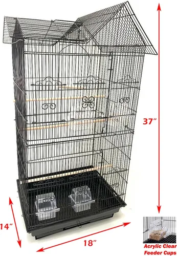 Vista 2 de Jaula portátil para pájaros de vuelo mediano colgante de 37 pulgadas para cacatúa, sol, quáquero, periquero, mejilla verde, loro, pinzón, canario