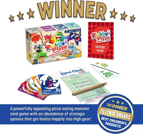 Vista 8 de Semper Smart Games Blobby's Pizza Math Card Game: ¡Concurso de comer pizza estratégicamente loco entre lindos monstruos!