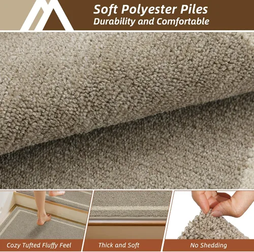 Vista 4 de COSY HOMEER Alfombra para Rellano de Escalera 30x30 Pulgadas, Alfombra Cuadrada Antideslizante para Escalones de Madera Interior, Poliéster Lavable