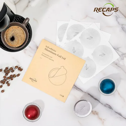 Vista 6 de RECAPS Tapas de aluminio con sellos para reutilizar cápsulas de café Filtro de café reutilizable Filtro recargable Compatible con Nespresso