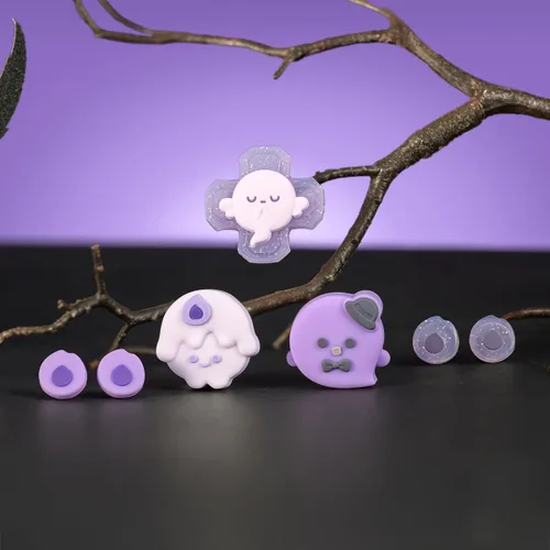 Vista 3 de PERFECTSIGHT Silicone Joycon Thumb Grip Caps, Joystick Cover Compatible with Nintendo Switch/OLED/Switch Lite,4PCS (Candlelight Ghost for NS2)
