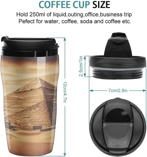 Vista 2 de Vintage Great Egyptian Pyramid Coffee Cup Hot Coffee Travel Mug Reusable Iced Coffee Cups Double Heat Insulation Coffee Mug with Leak-Proof Lid