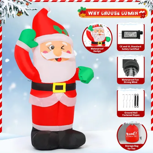 Vista 6 de COMIN Inflables de Navidad de 4.2 pies, Papá Noel, decoraciones al aire libre, con LED integrados para decoración de patio interior, césped, jardín