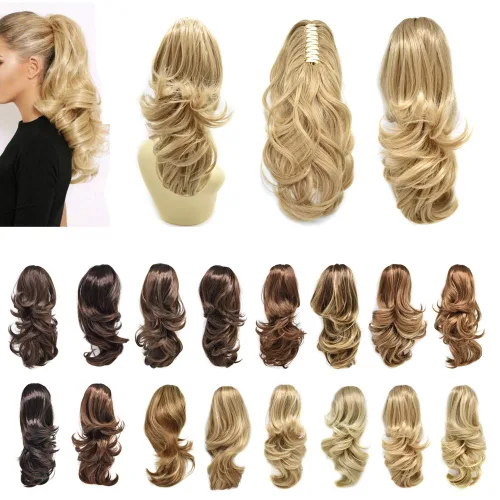 Vista 8 de LYRICAL HAIR Extensión de cola de caballo sintética para mujer, con cordón ajustable, pinza de mandíbula, larga, rizada, ondulada, extensión de cola