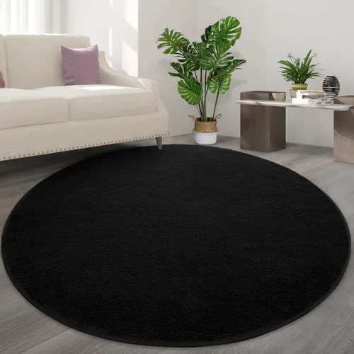 Vista 7 de FlyDOIT Alfombras redondas para dormitorio, sala de estar, 4 x 4, color negro, súper suaves, cómodas, gruesas, de espuma viscoelástica, alfombra