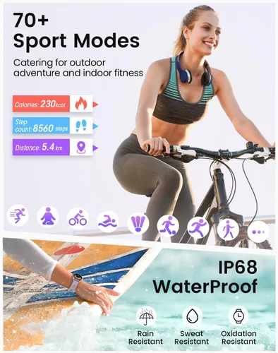 Vista 6 de Relojes inteligentes para mujer para iPhoneSamsungAndroid (respuestahacer llamadas), pantalla AMOLED de 1.27 pulgadas, rastreadores de actividad
