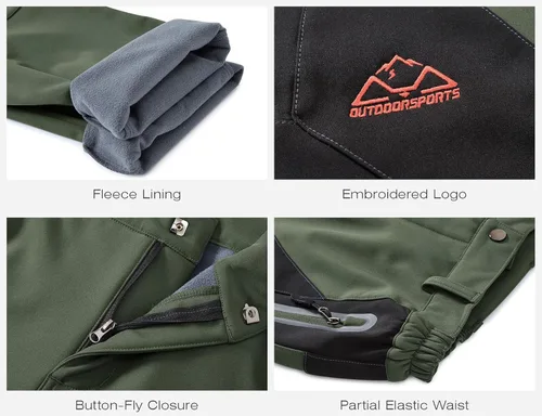 Vista 6 de Rdruko Pantalones de nieve para mujer, impermeables, aislados, con forro polar, térmico, para esquí, senderismo, pantalones de snowboard Verde