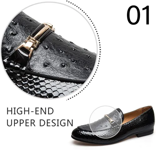 Vista 2 de JITAI Zapatos Penny de cuero con puntera de mocasín para hombre