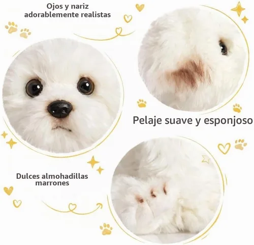 Vista 5 de HollyHOME Peluche maltés realista de perro maltés, regalo para mascotas, 13 pulgadas
