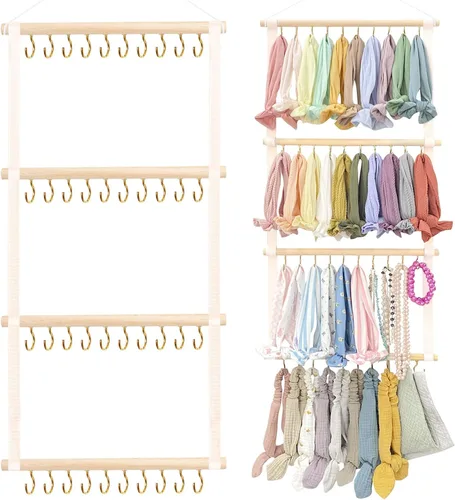 Vista 10 de POVETIRE Soporte para diadema organizador de bandas para la cabeza para niñas, diademas de bebé, accesorios para el cabello, organizador