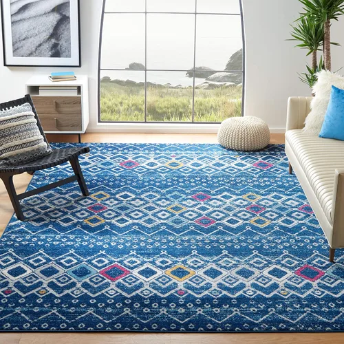 Vista 26 de SAFAVIEH Amsterdam Collection Alfombra Decorativa - 2.3 pies x 4 pies, Negro & Multi, Diseño Marroquí Bohemio, Sin Desprendimiento y Fácil Cuidado