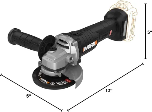 Vista 8 de Worx WX812L.9 20V Power Share Amoladora angular inalámbrica de 4.5 pulgadas con motor sin escobillas (solo herramienta)