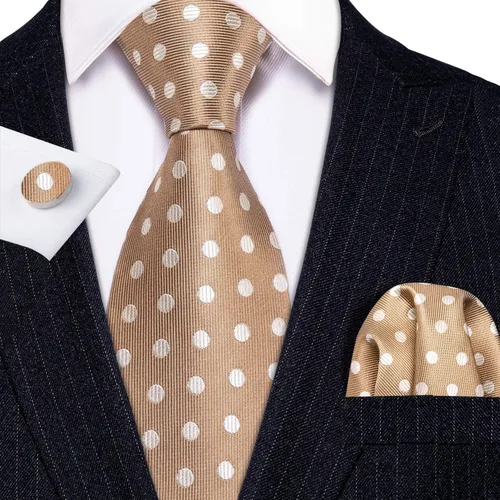 Vista 10 de Barry.Wang Corbatas de seda para hombre, diseño de lunares, gemelos cuadrados de bolsillo, gemelos para negocios, boda