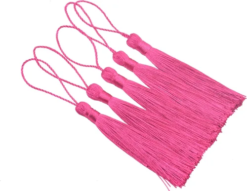 Vista 16 de KONMAY, borlas pequeñas y suaves, con bucles para proyectos de bricolaje, hechas a mano, sedosas, de 3.5 pulgadas, 20