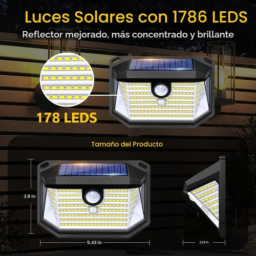 Vista 5 de Luces solares para exteriores, luz de seguridad con sensor