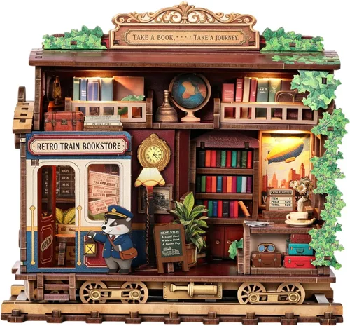 Vista 11 de TOYQI Book Nook Kit for Adult, DIY Miniature Dollhouse Kit, Car Models Jugadores de coches